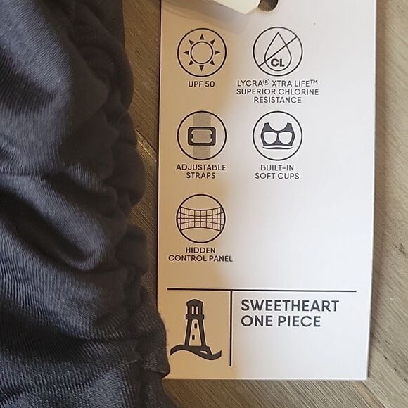 Women's Chlorine Resistant Tummy Control Sweetheart One Piece Swimsuit - Picture 2 of 3